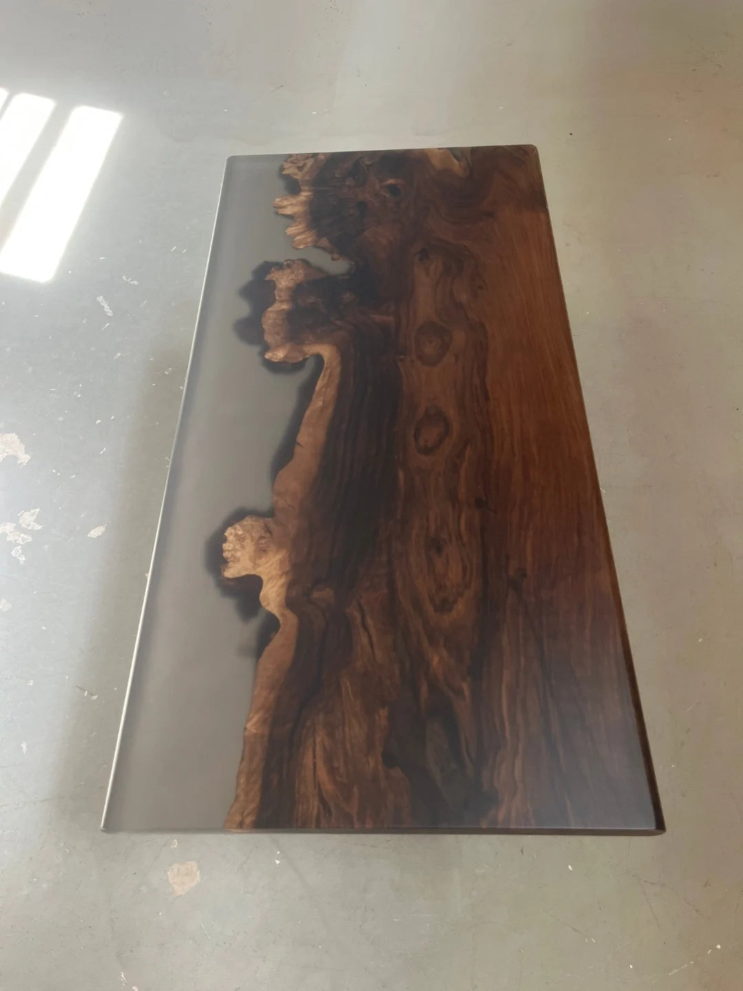 Aurora In Stock 31" x 63" x 2" Luxury Asian Black Walnut Epoxy River Table ATD0136