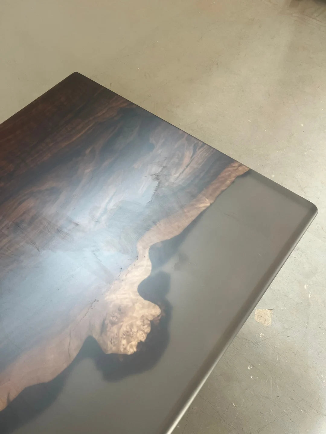 Aurora In Stock 31" x 63" x 2" Luxury Asian Black Walnut Epoxy River Table ATD0136