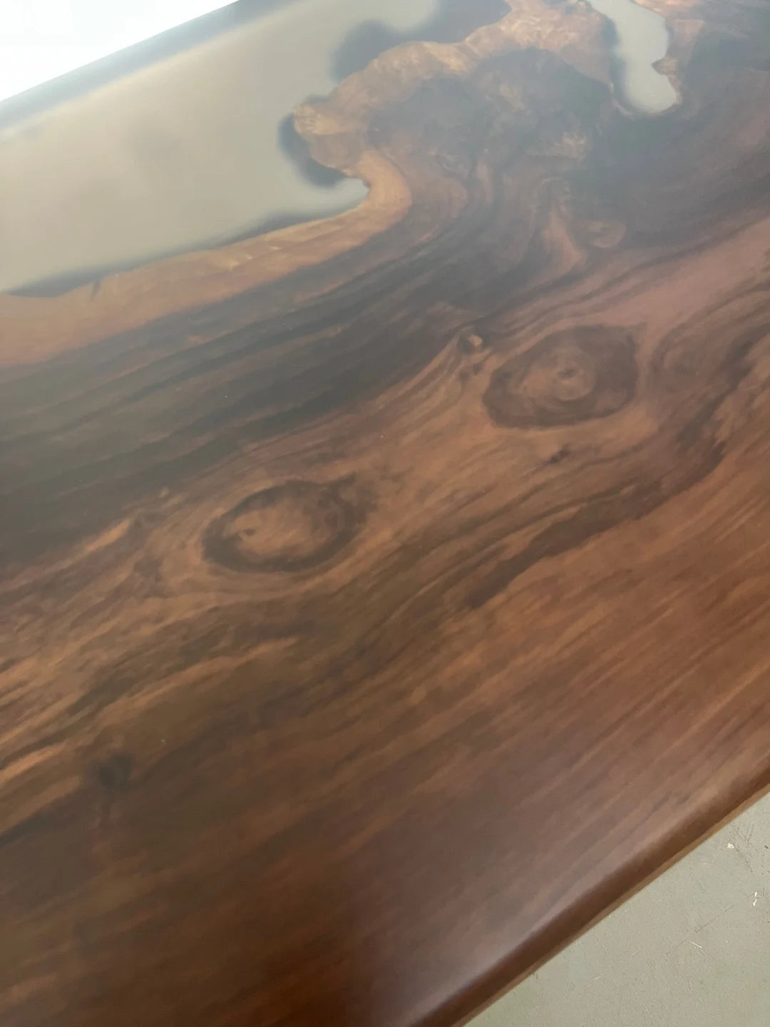Aurora In Stock 31" x 63" x 2" Luxury Asian Black Walnut Epoxy River Table ATD0136