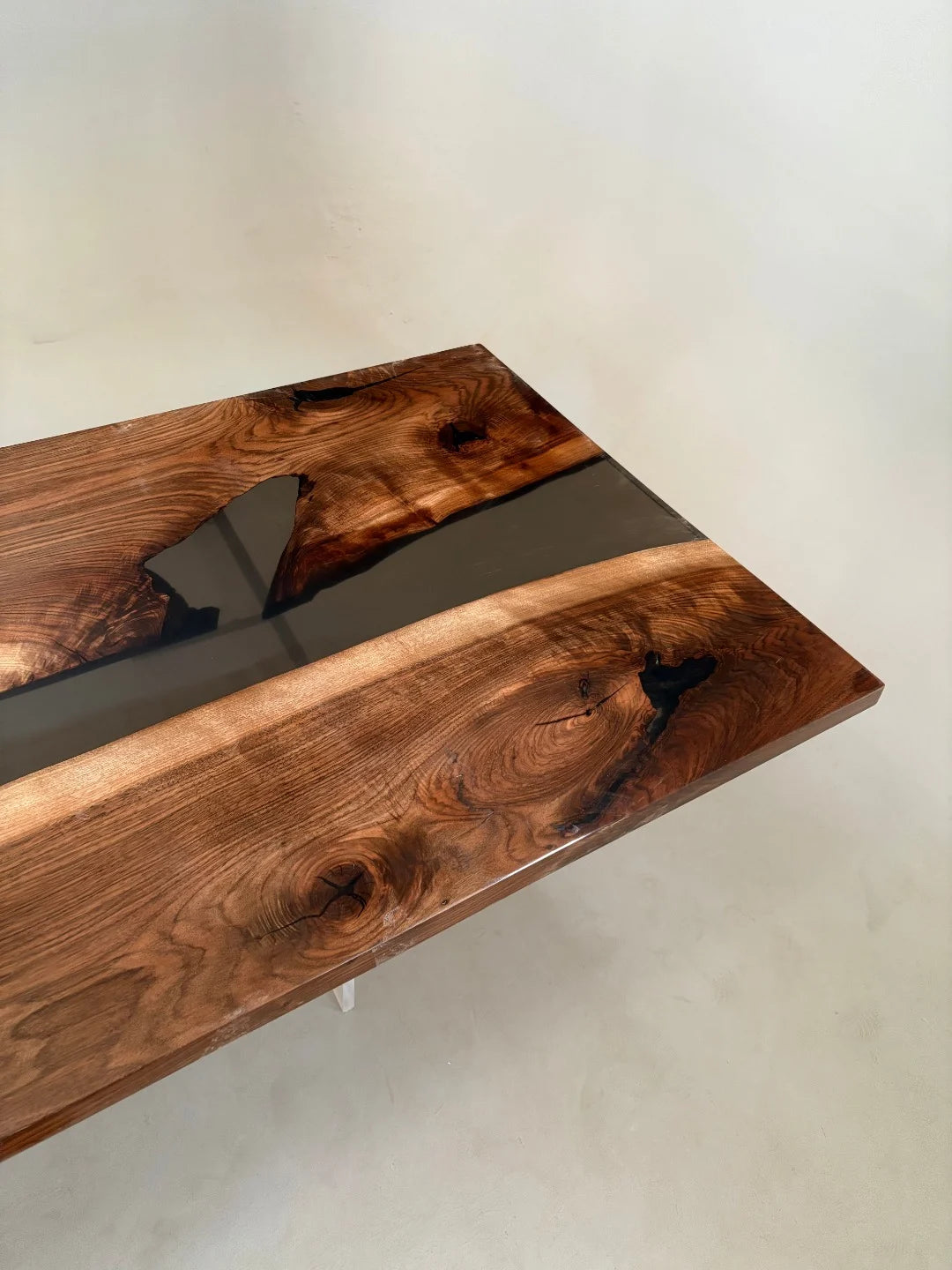 Aurora In Stock 39" x 110" x 1.5" Luxury Asian Black Walnut Epoxy River Table ATD0137 (Minor Imperfection)