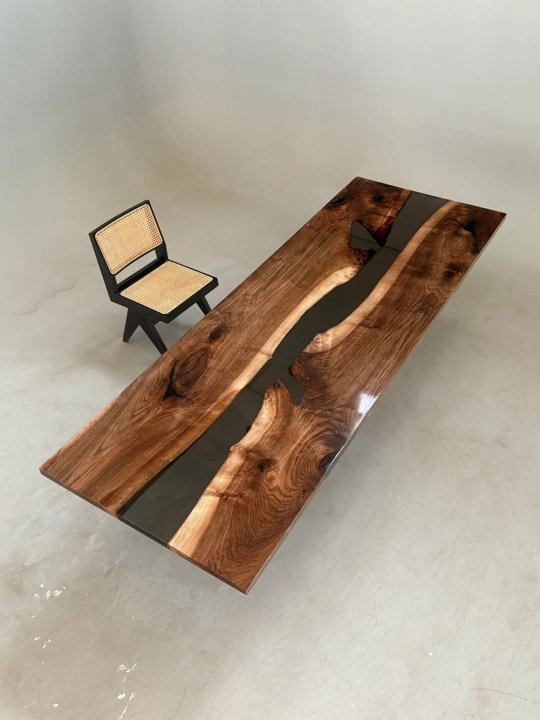 Aurora In Stock 39" x 110" x 1.5" Luxury Asian Black Walnut Epoxy River Table ATD0137 (Minor Imperfection)
