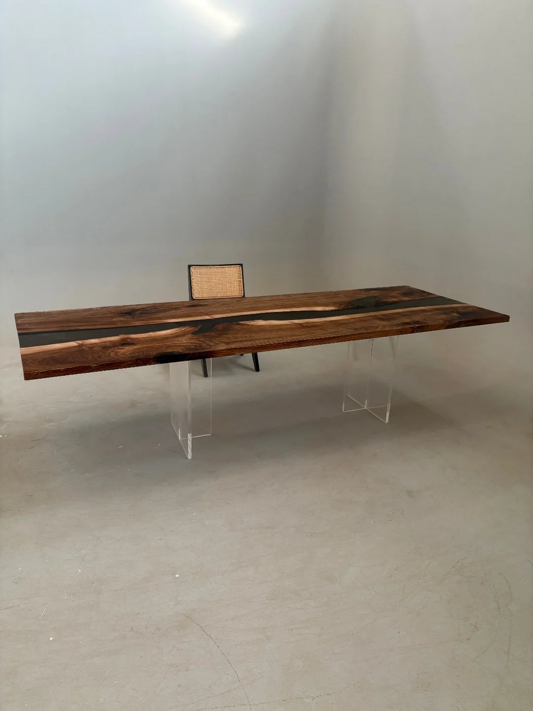 Aurora In Stock 39" x 110" x 1.5" Luxury Asian Black Walnut Epoxy River Table ATD0137 (Minor Imperfection)