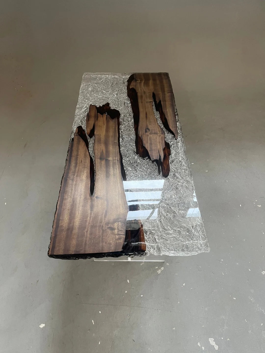 Aurora In Stock 28" x 63" x 1.5" Luxury Golden Phoebe Wood Epoxy River Table ATD0138 (Minor Imperfection)