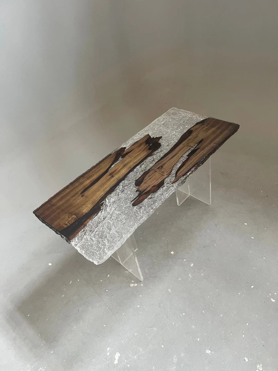 Aurora In Stock 28" x 63" x 1.5" Luxury Golden Phoebe Wood Epoxy River Table ATD0138 (Minor Imperfection)
