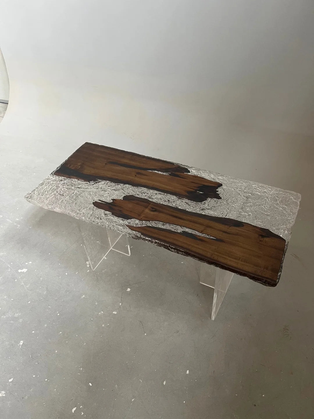 Aurora In Stock 28" x 63" x 1.5" Luxury Golden Phoebe Wood Epoxy River Table ATD0138 (Minor Imperfection)