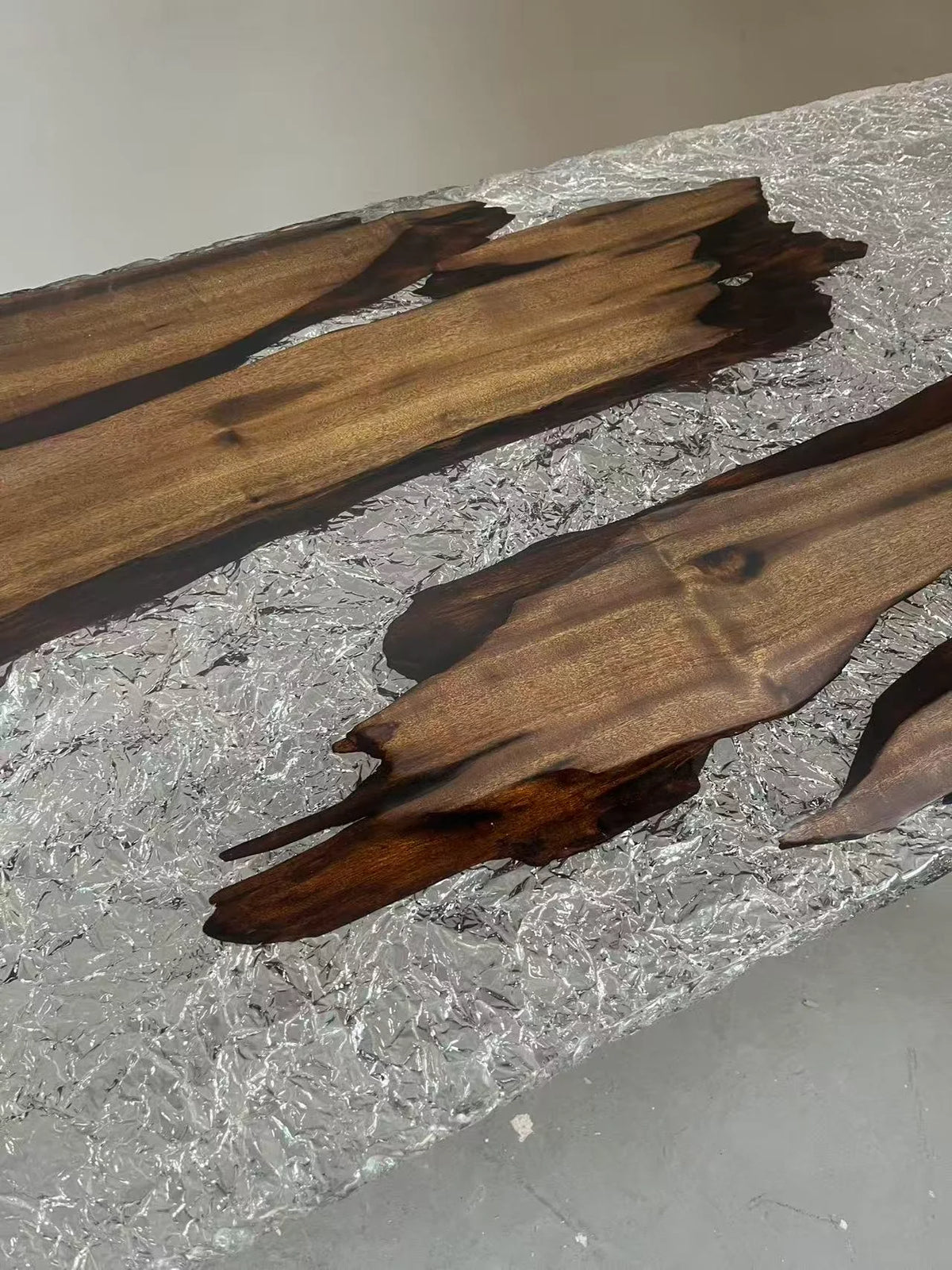 Aurora In Stock 28" x 63" x 1.5" Luxury Golden Phoebe Wood Epoxy River Table ATD0138 (Minor Imperfection)