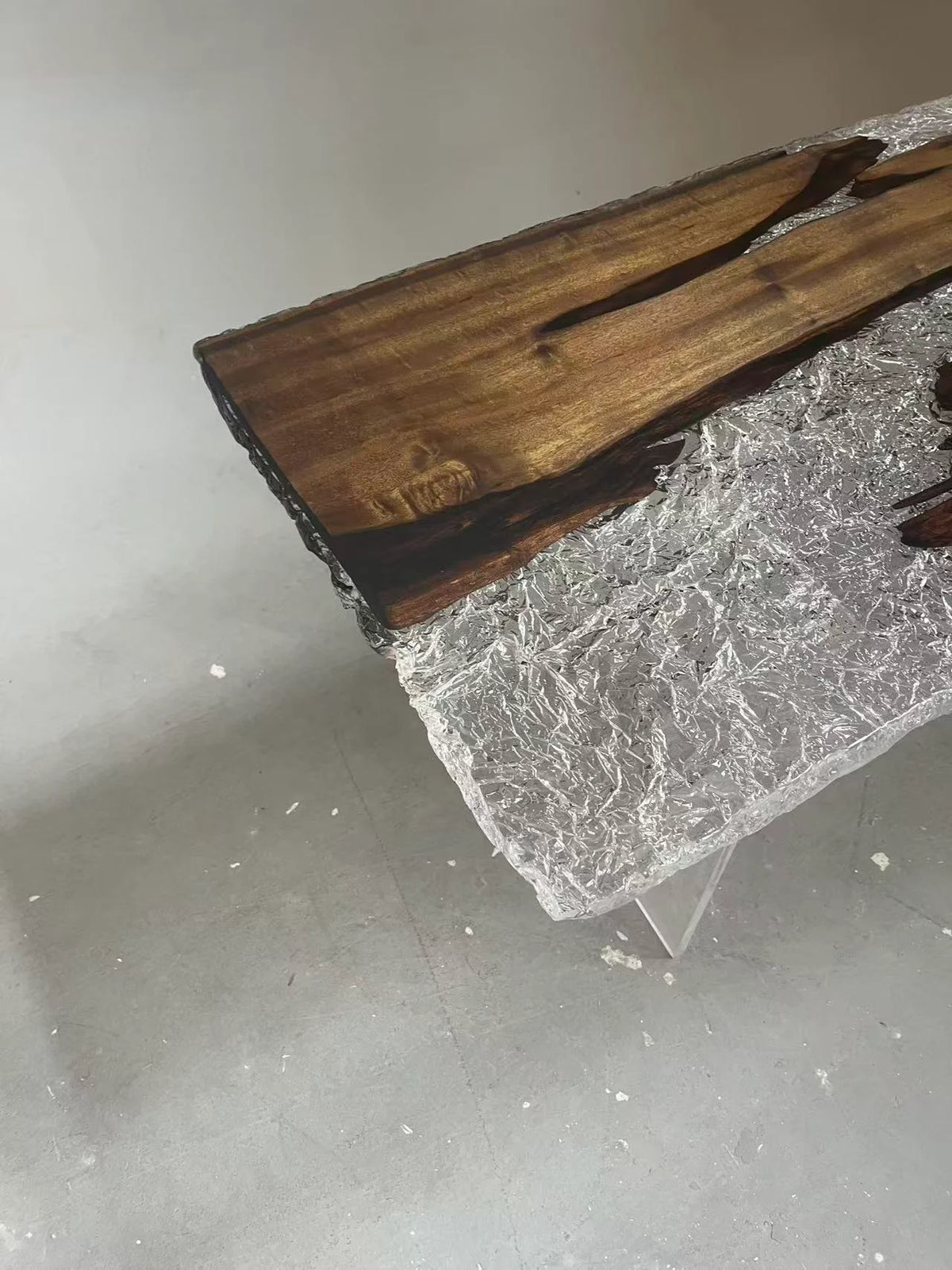 Aurora In Stock 28" x 63" x 1.5" Luxury Golden Phoebe Wood Epoxy River Table ATD0138 (Minor Imperfection)