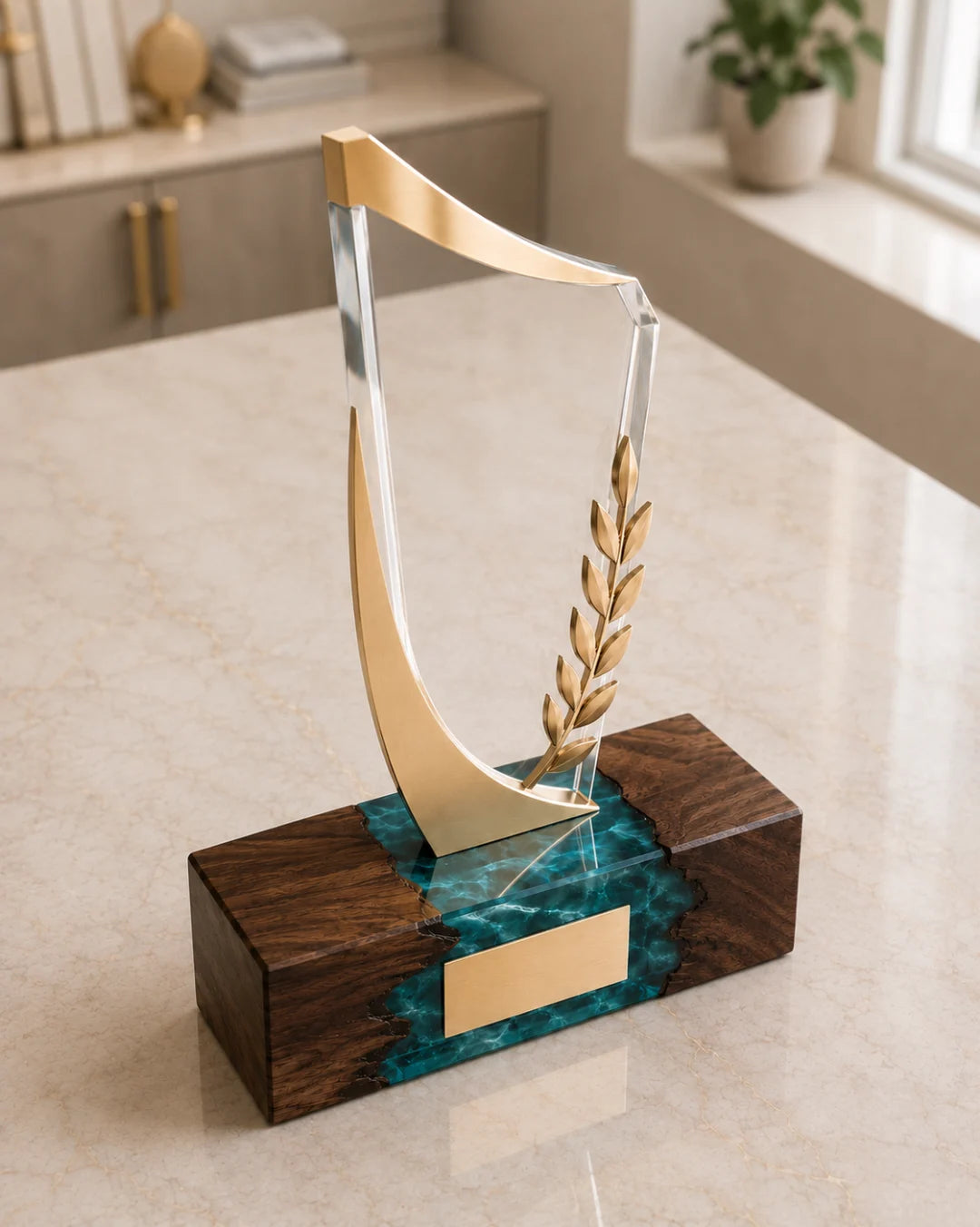 Teal Laurel Turquoise Epoxy Award Trophy ATY02