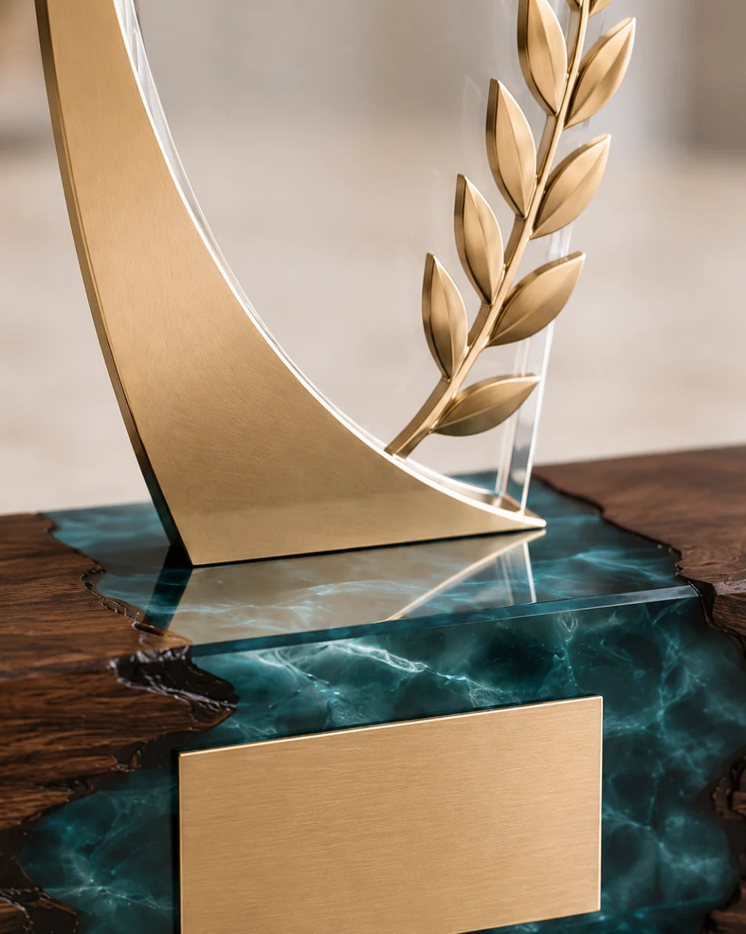 Teal Laurel Turquoise Epoxy Award Trophy ATY02