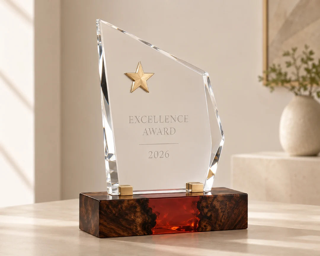 Crimson Flame Ruby Red Epoxy Award Trophy ATY05