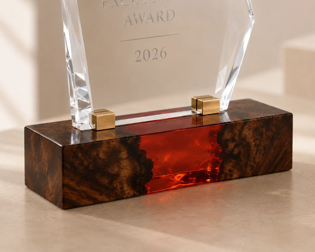 Crimson Flame Ruby Red Epoxy Award Trophy ATY05
