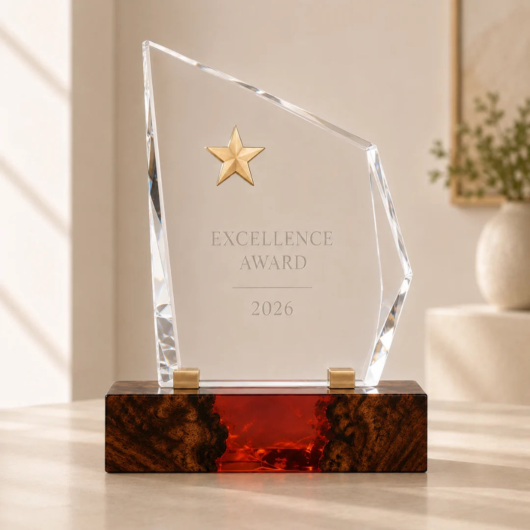 Crimson Flame Ruby Red Epoxy Award Trophy ATY05