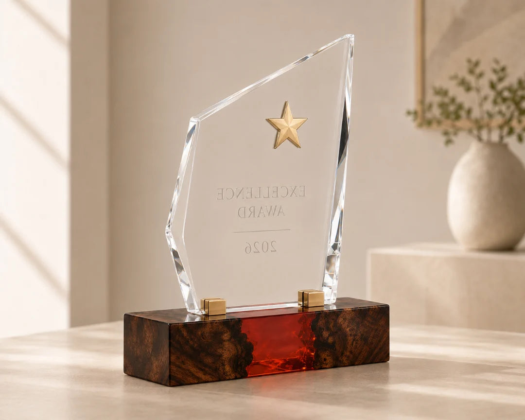 Crimson Flame Ruby Red Epoxy Award Trophy ATY05