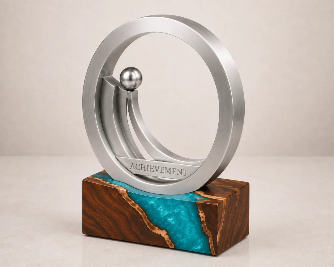 Teal Orbit Turquoise Epoxy Award Trophy ATY09