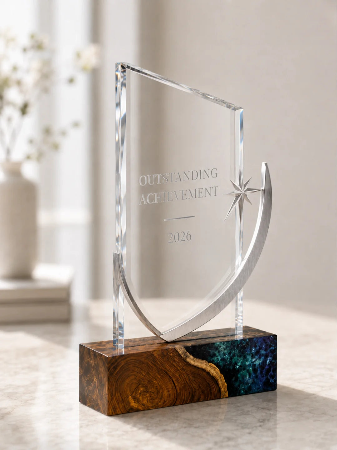 Galaxy Shield Galaxy Blue Epoxy Award Trophy ATY10