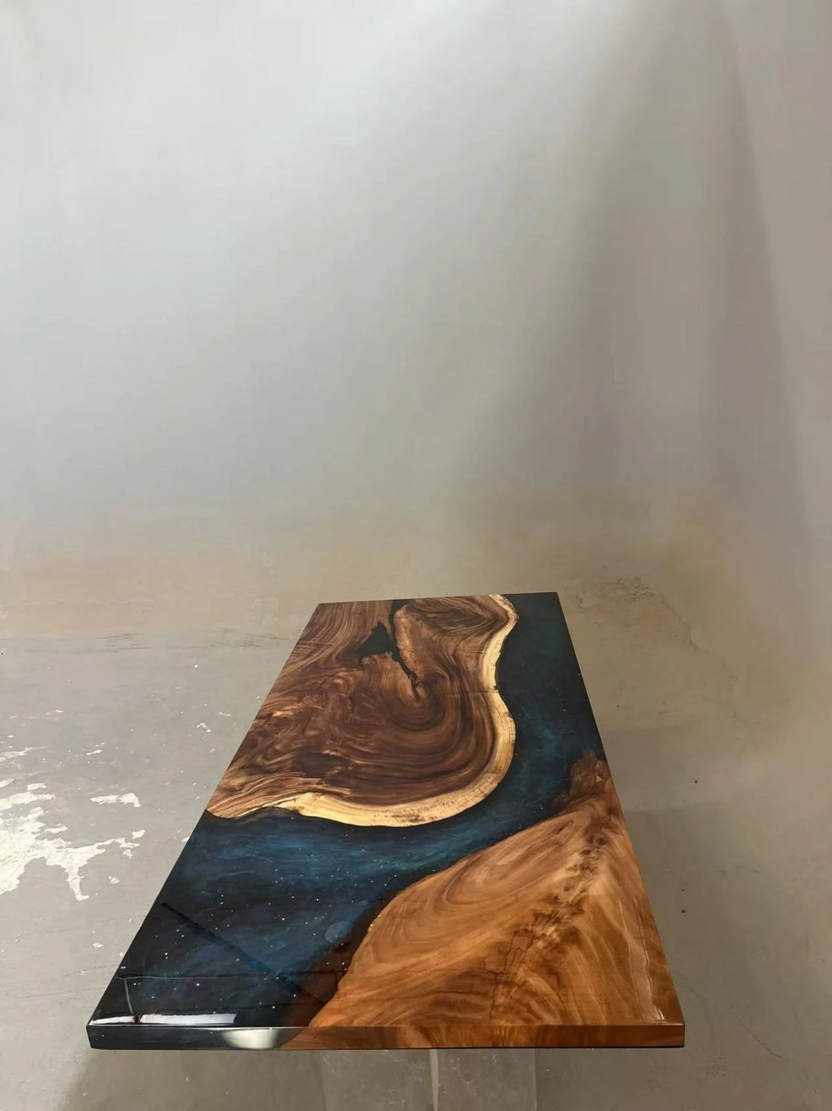 Galaxy Blue Walnut Epoxy Accent Table AWT-002