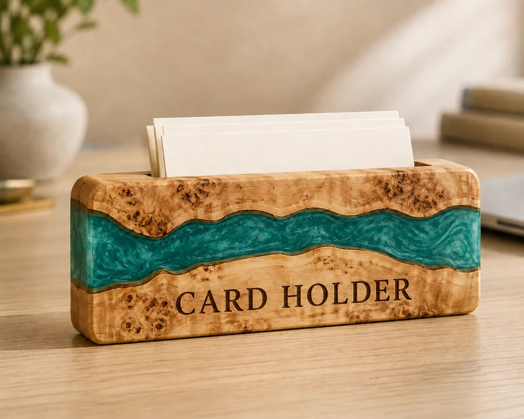 Teal Current Turquoise Epoxy Business Card Holder BC01