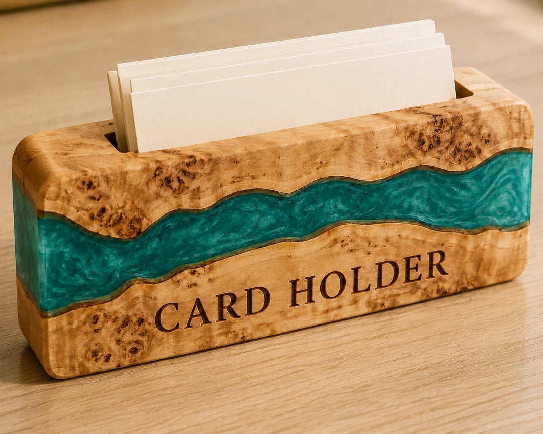 Teal Current Turquoise Epoxy Business Card Holder BC01