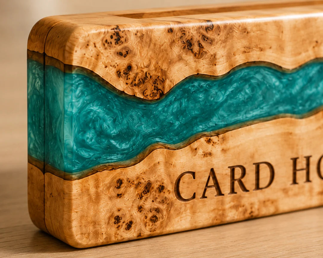 Teal Current Turquoise Epoxy Business Card Holder BC01