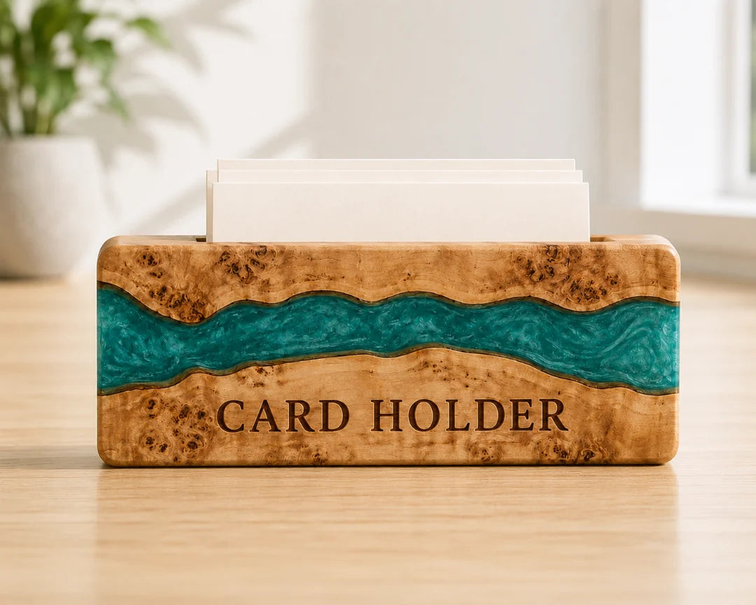 Teal Current Turquoise Epoxy Business Card Holder BC01