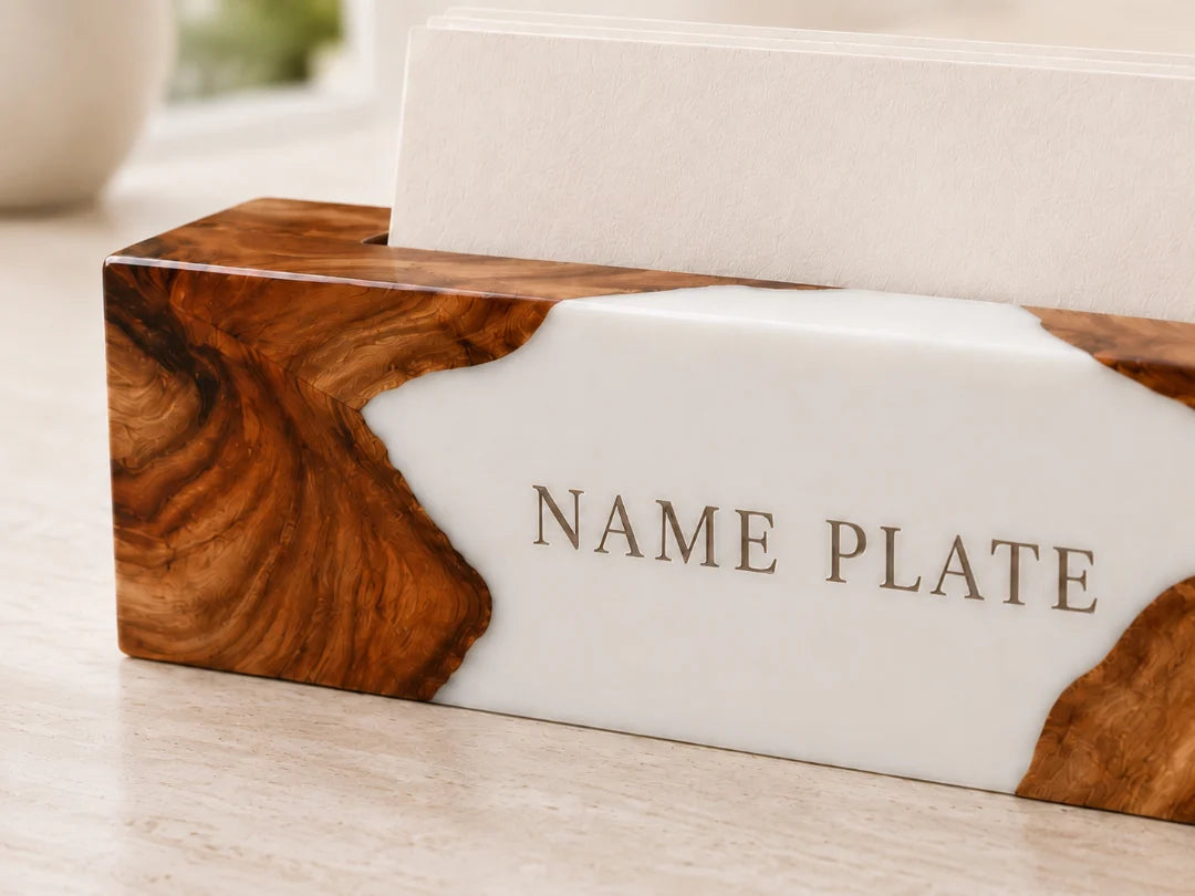 White Gallery Pearl White Epoxy Nameplate and Card Holder BC02