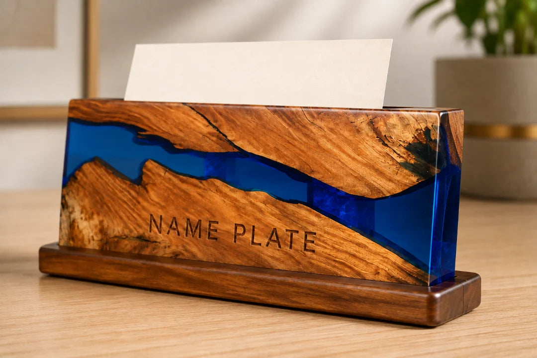 Cobalt Deskline Royal Blue Epoxy Nameplate and Card Holder BC03