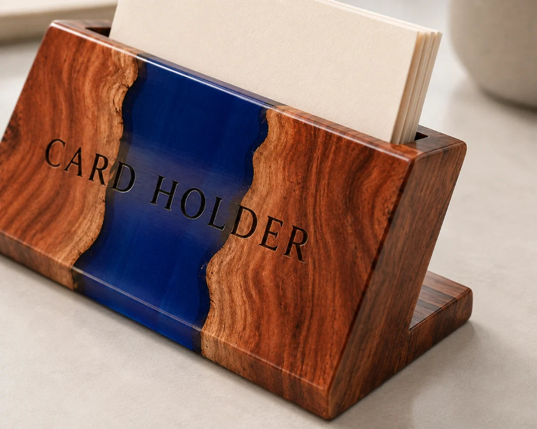 Blue Channel Sapphire Blue Epoxy Business Card Holder BC05