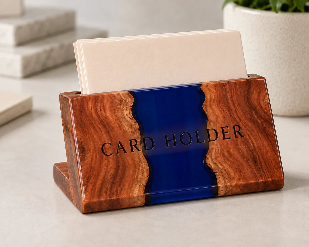 Blue Channel Sapphire Blue Epoxy Business Card Holder BC05