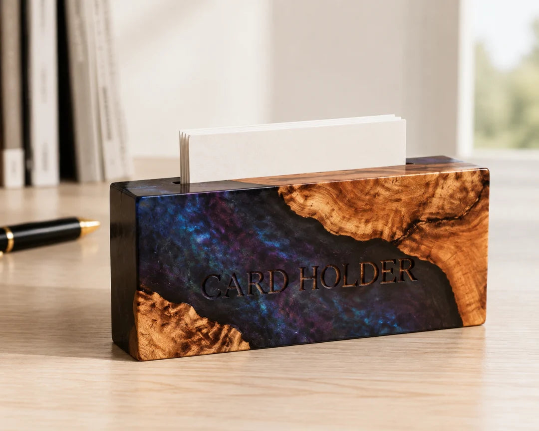 Galaxy Front Galaxy Blue Epoxy Business Card Holder BC07