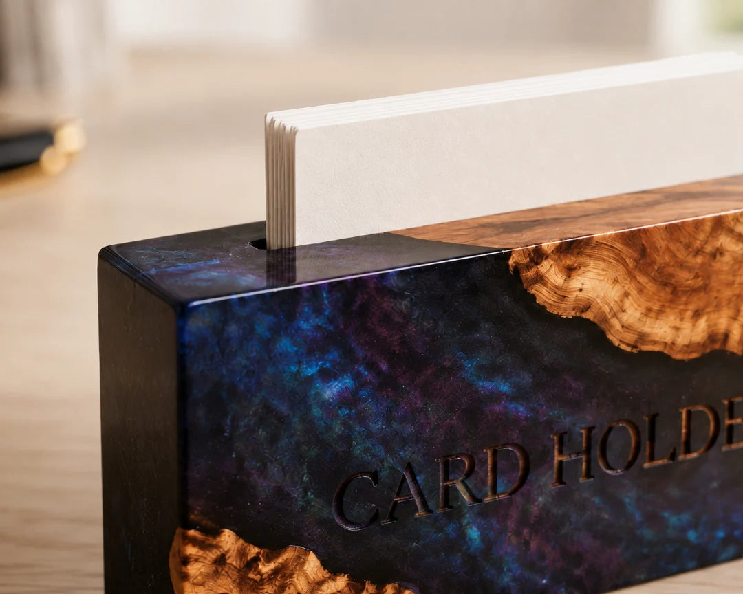 Galaxy Front Galaxy Blue Epoxy Business Card Holder BC07