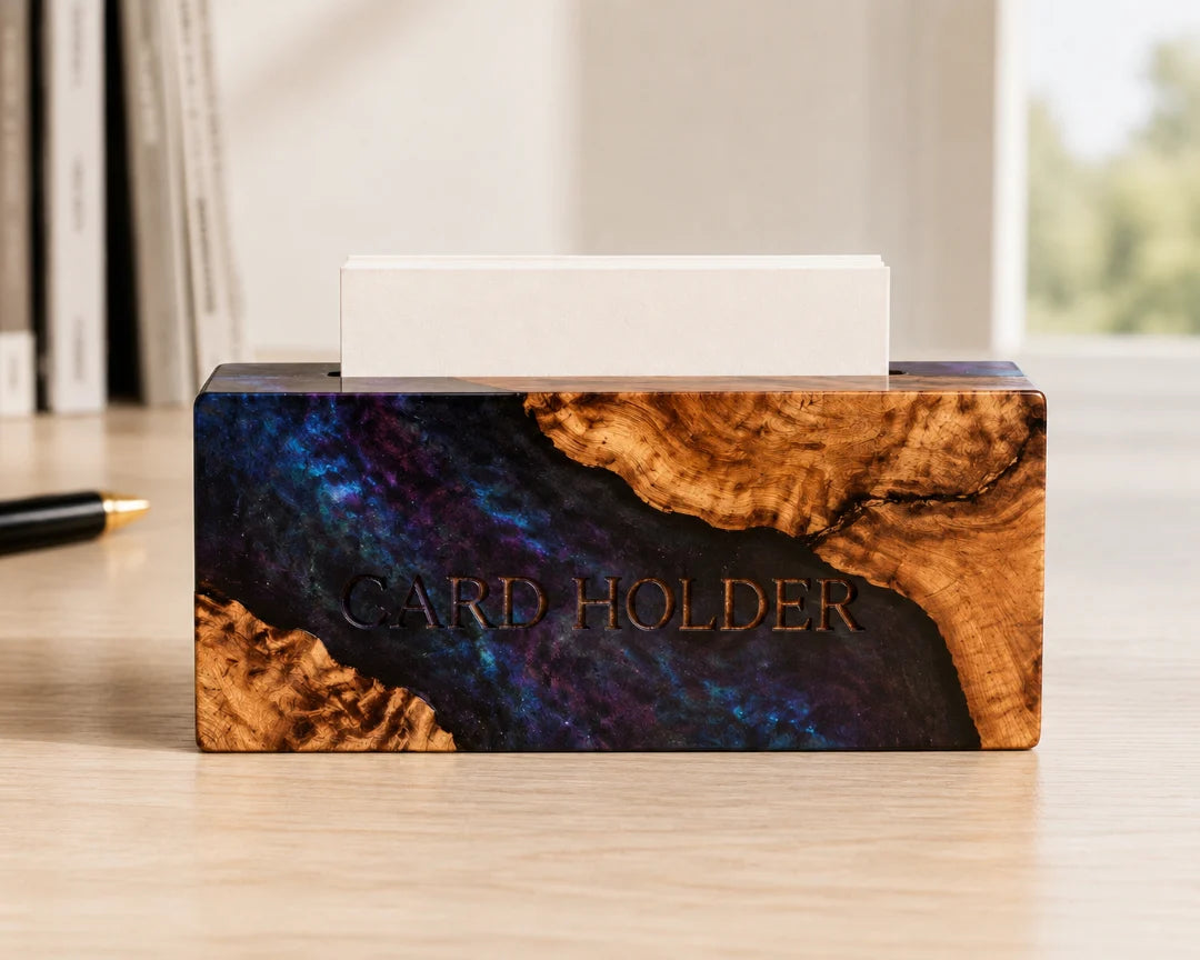 Galaxy Front Galaxy Blue Epoxy Business Card Holder BC07