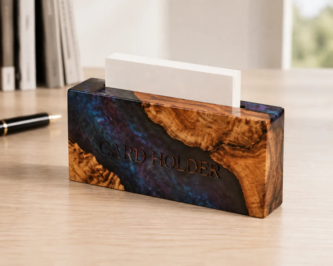Galaxy Front Galaxy Blue Epoxy Business Card Holder BC07