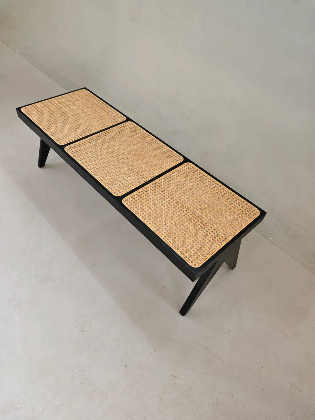 Black Cane Panel Bench BN02