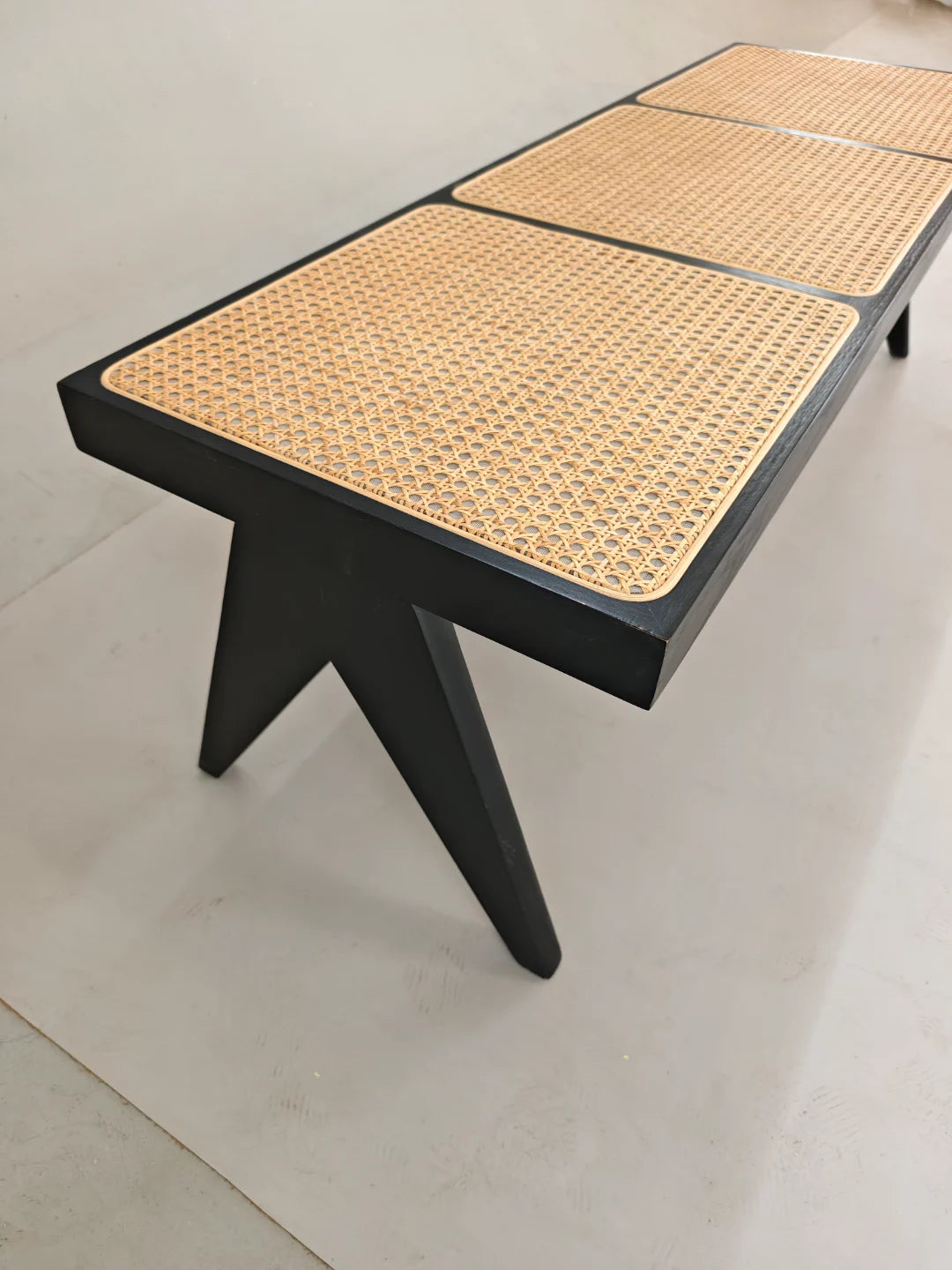 Black Cane Panel Bench BN02