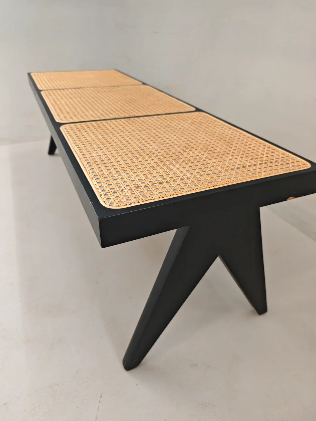 Black Cane Panel Bench BN02