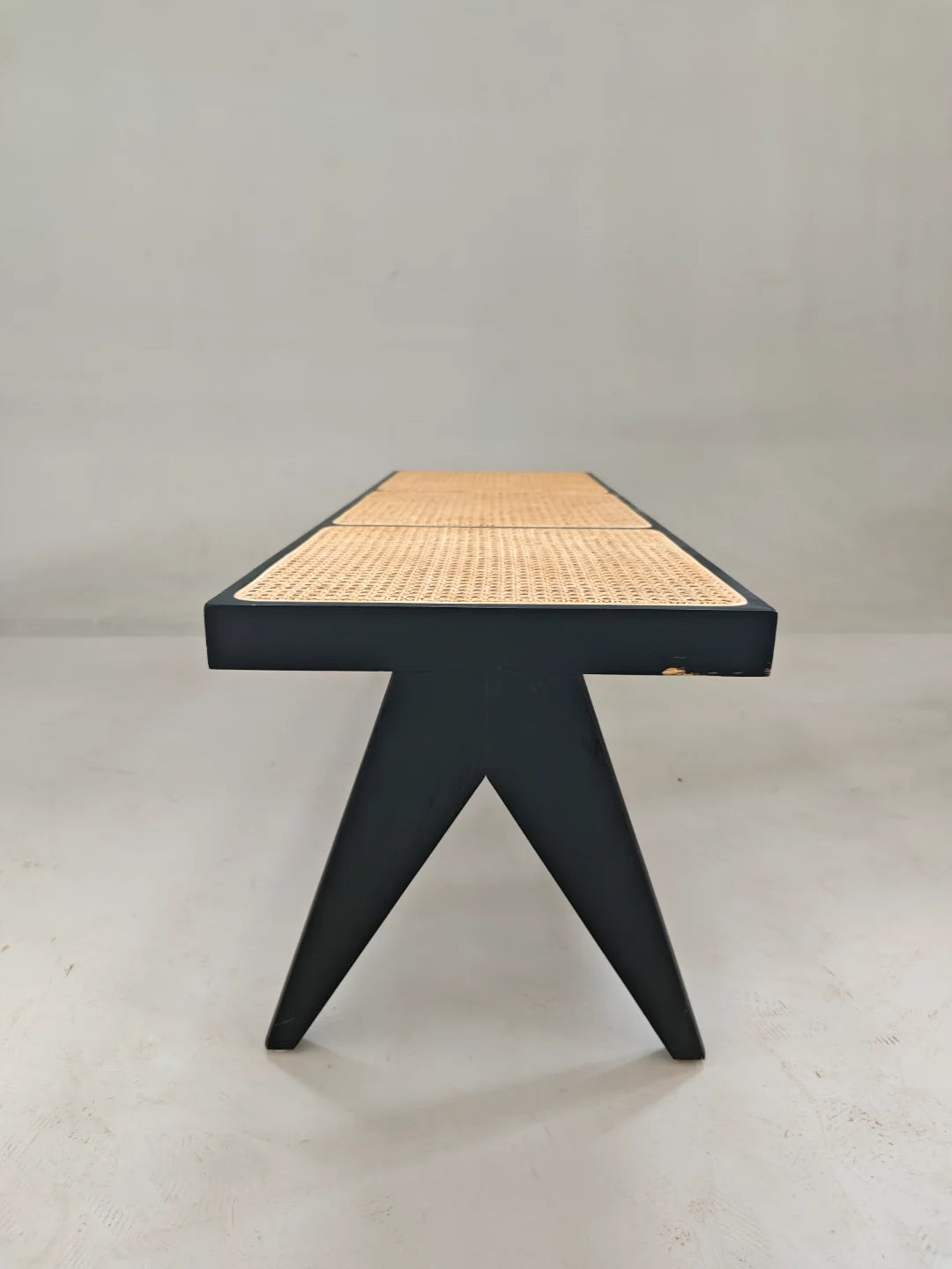 Black Cane Panel Bench BN02