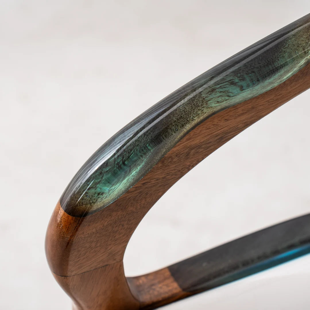Turquoise Inlay Solid Wood Armchair CH01