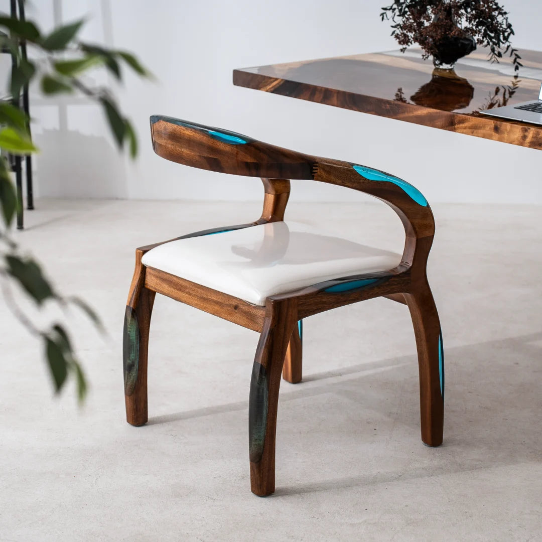 Turquoise Inlay Solid Wood Armchair CH01