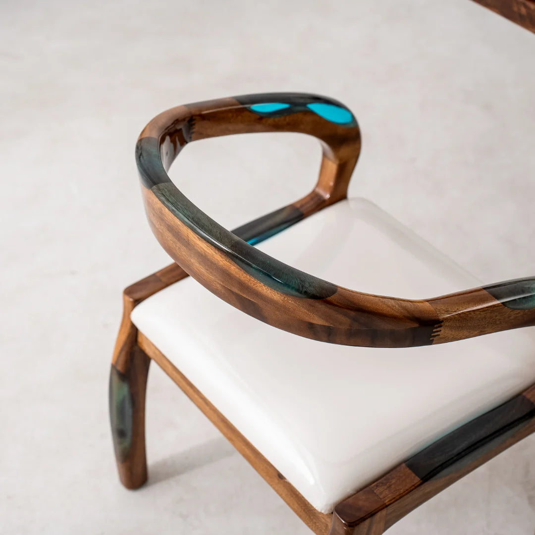 Turquoise Inlay Solid Wood Armchair CH01