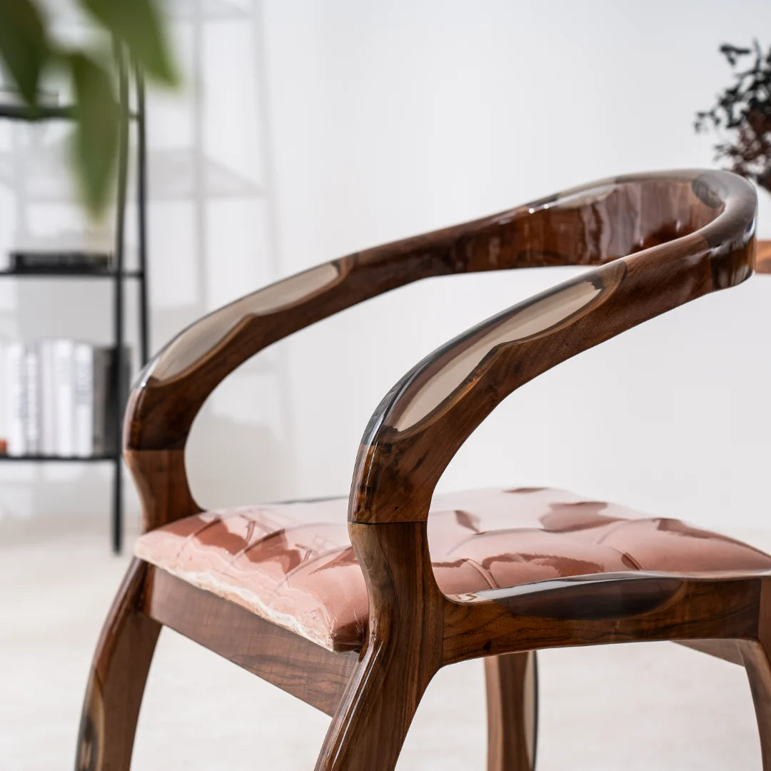 Cognac Leather Solid Wood Armchair CH05