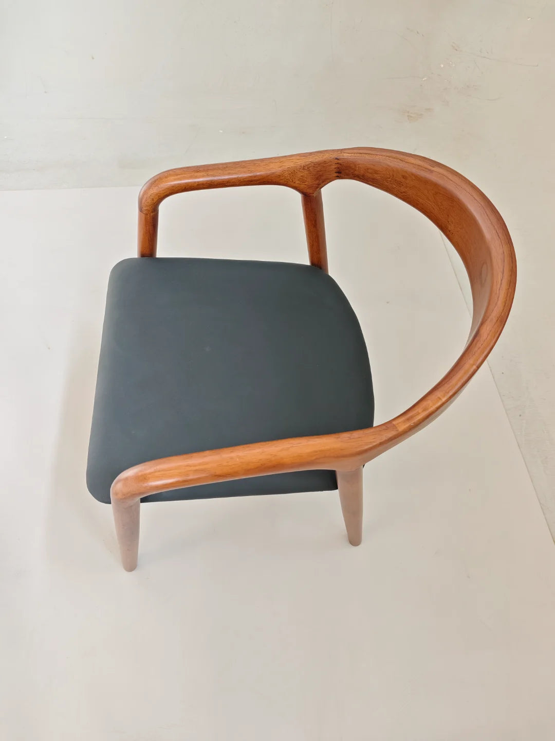 Black Leather Solid Wood Armchair CH12
