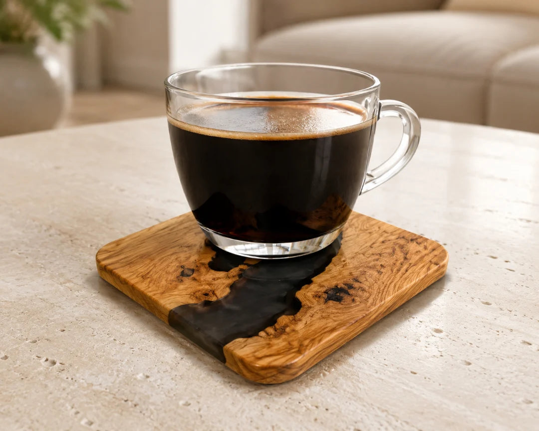 Smoke Stream Smoky Black Epoxy Coaster COA01