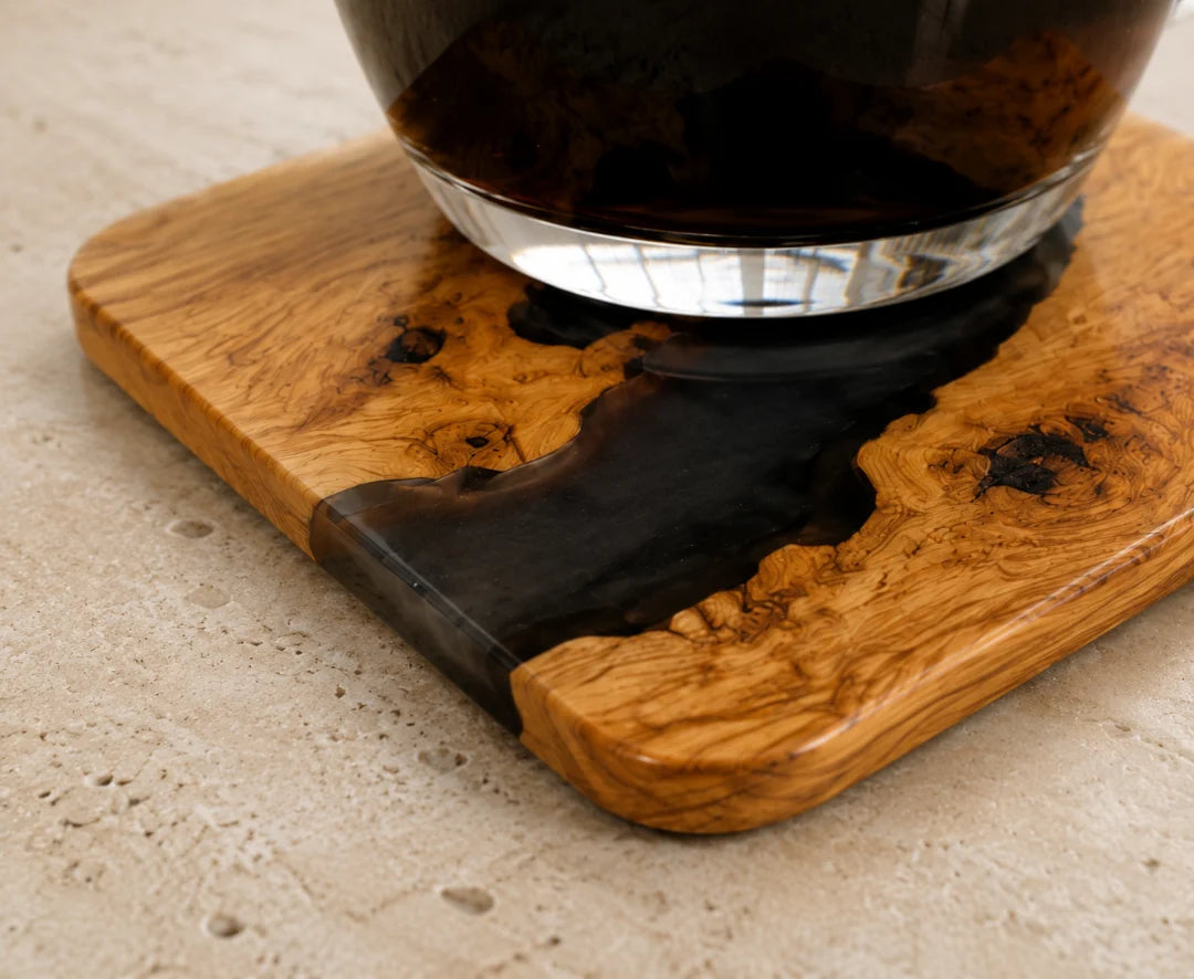 Smoke Stream Smoky Black Epoxy Coaster COA01