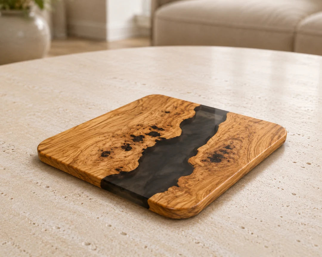 Smoke Stream Smoky Black Epoxy Coaster COA01