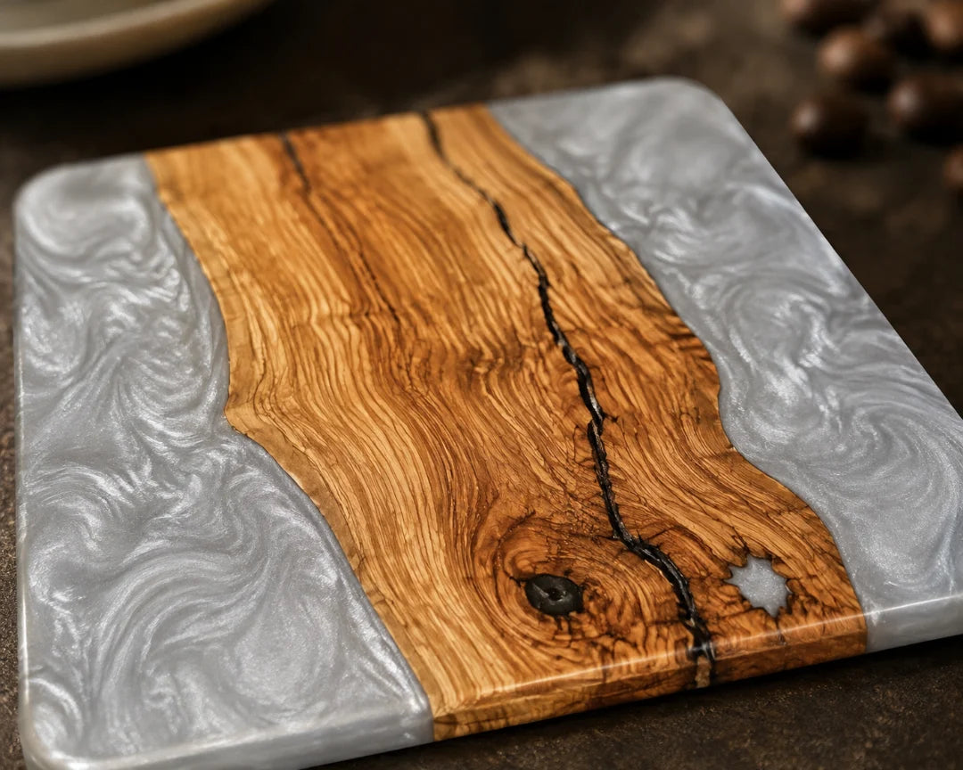 Silver Coast Silver Gray Epoxy Coaster COA02
