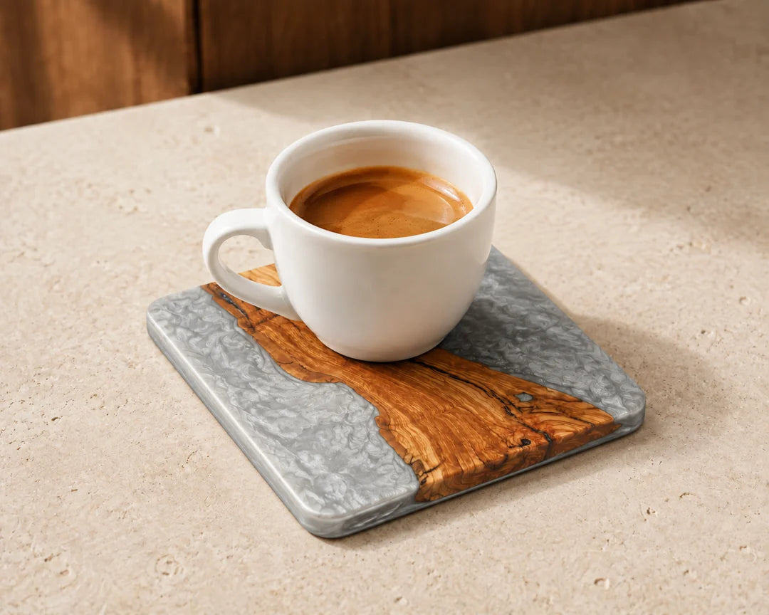 Silver Coast Silver Gray Epoxy Coaster COA02