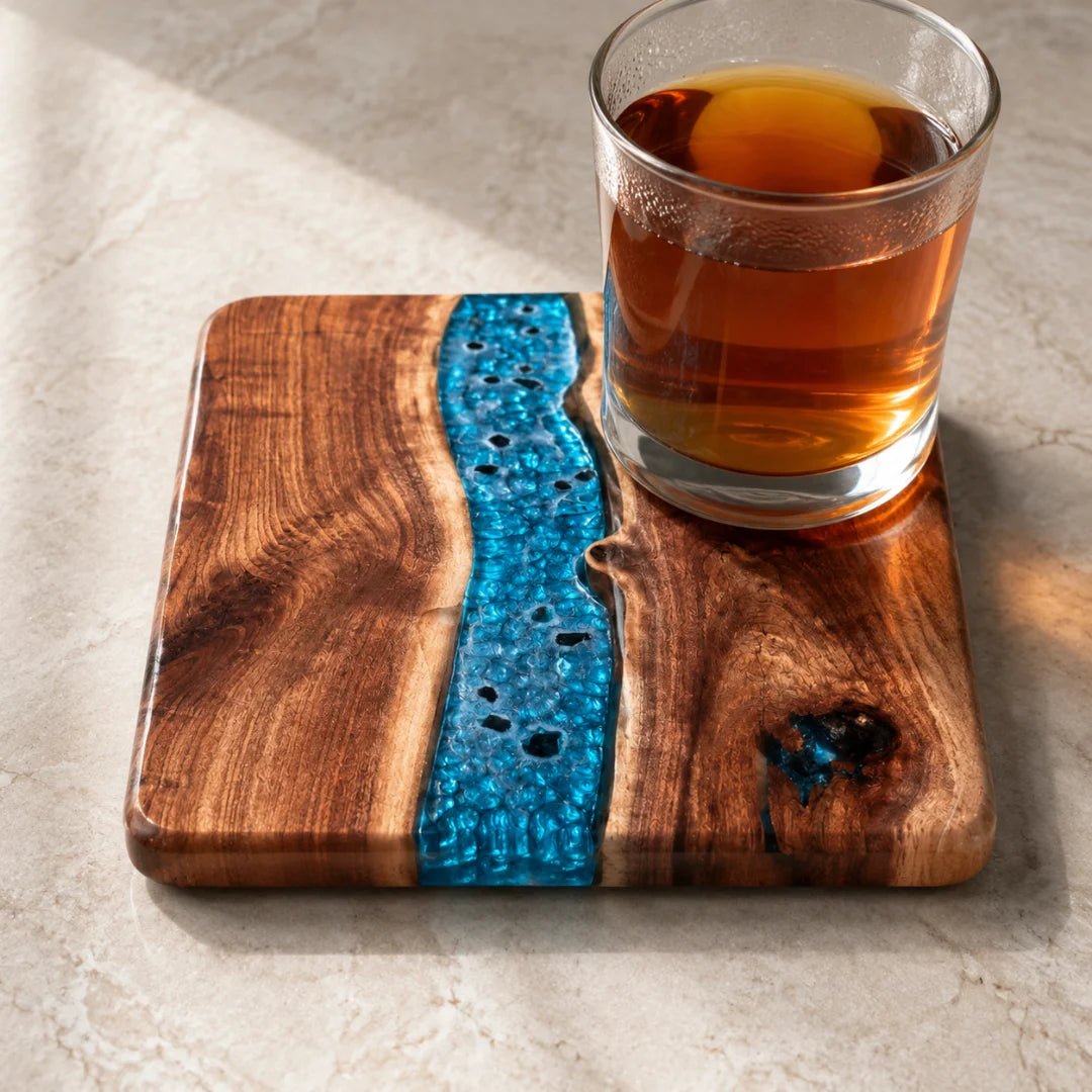 Blue Spark Crystal Blue Epoxy Coaster COA04