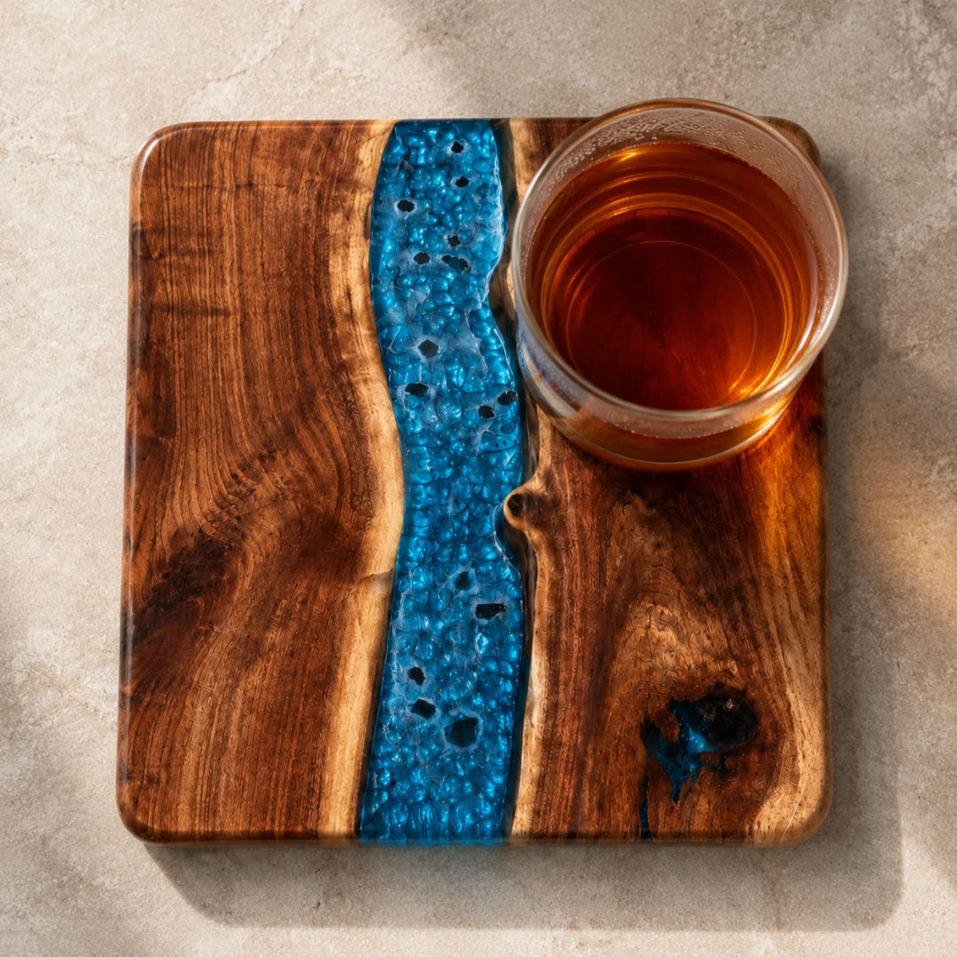 Blue Spark Crystal Blue Epoxy Coaster COA04