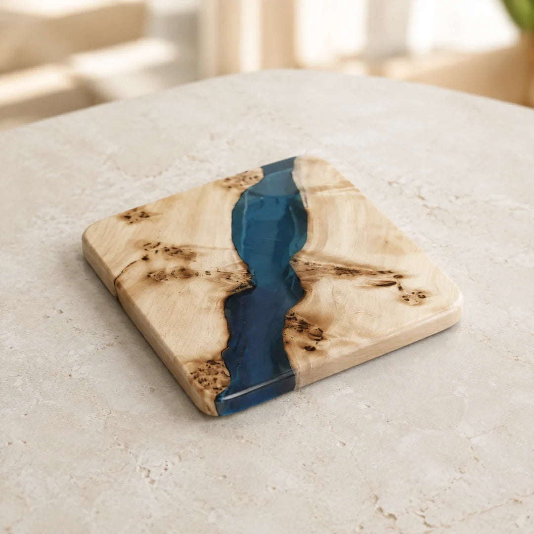 Ice Channel Crystal Blue Epoxy Coaster COA06