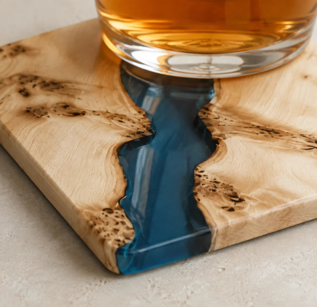 Ice Channel Crystal Blue Epoxy Coaster COA06